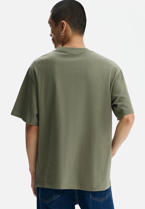 H&M - Loose fit printed t-shirt - khaki green adapt