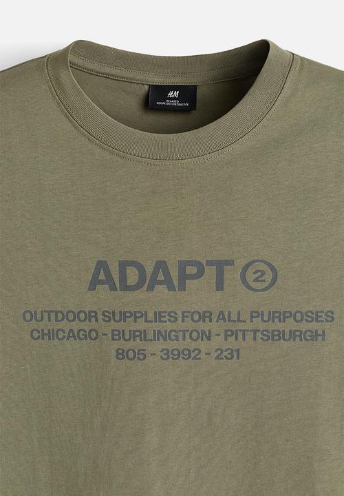 H&M - Loose fit printed t-shirt - khaki green adapt