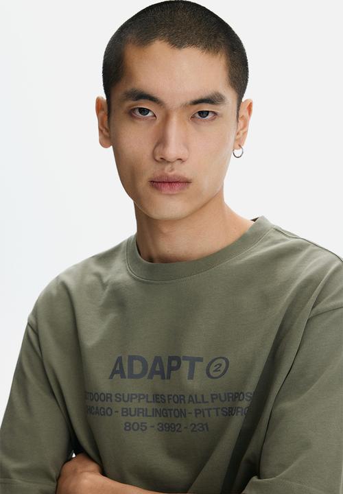 H&M - Loose fit printed t-shirt - khaki green adapt