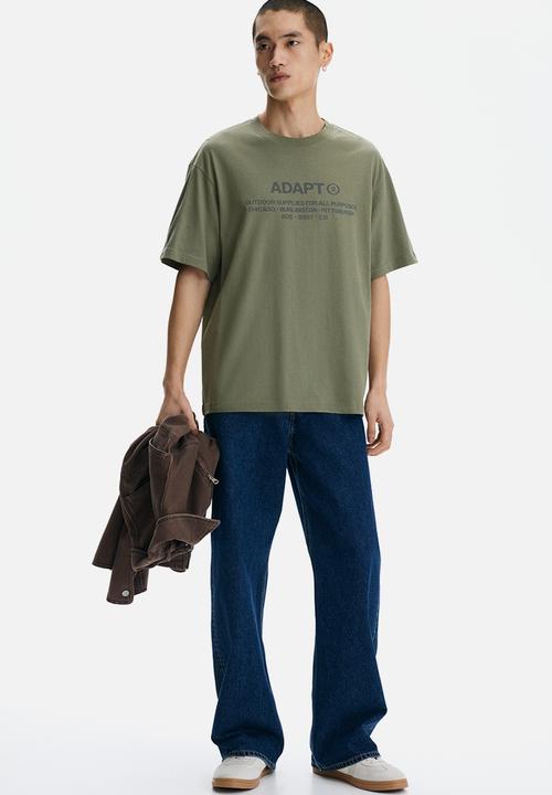 H&M - Loose fit printed t-shirt - khaki green adapt