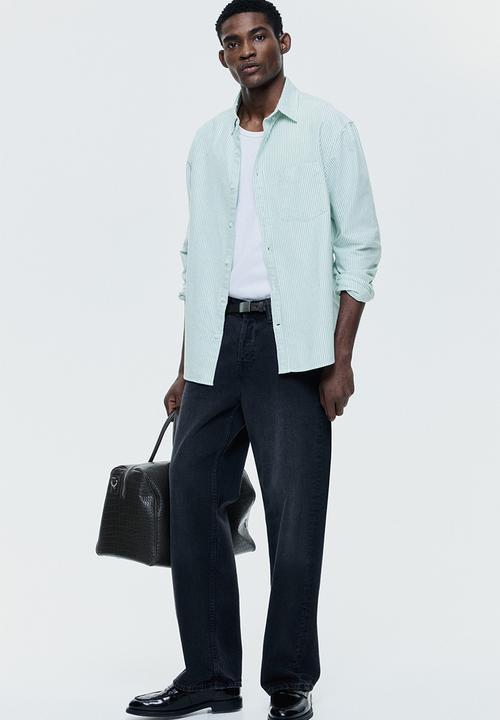 H&M - Regular fit oxford shirt - green/striped