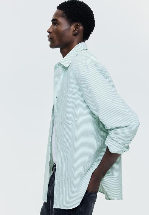 H&M - Regular fit oxford shirt - green/striped
