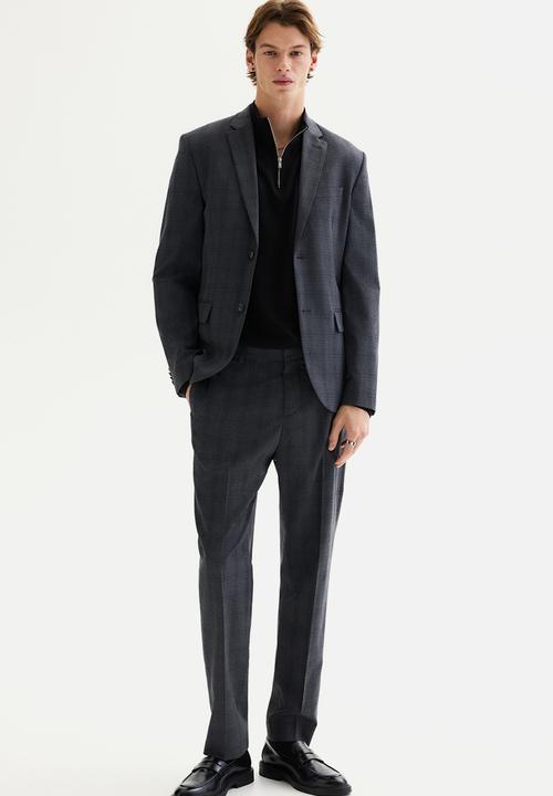 H&M - Slim fit jacket - dark grey/checked