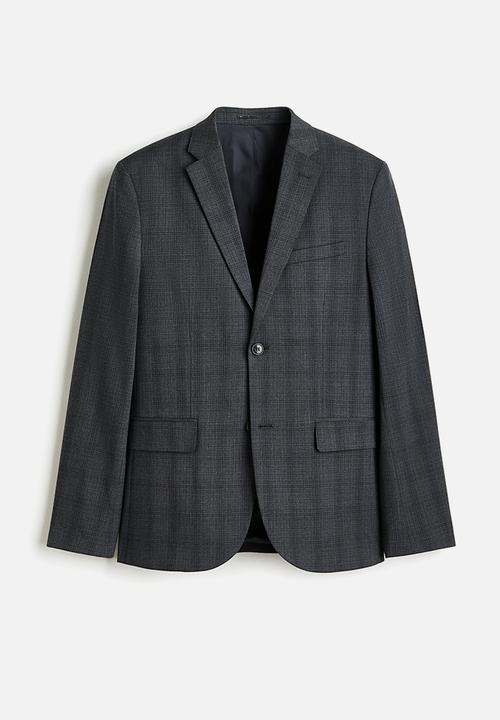 H&M - Slim fit jacket - dark grey/checked