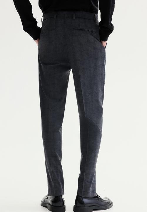 H&M - Slim fit suit trousers - dark grey/checked