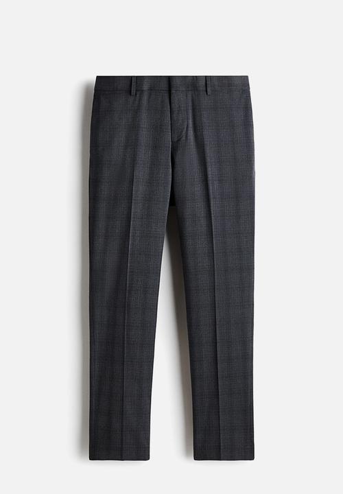 H&M - Slim fit suit trousers - dark grey/checked