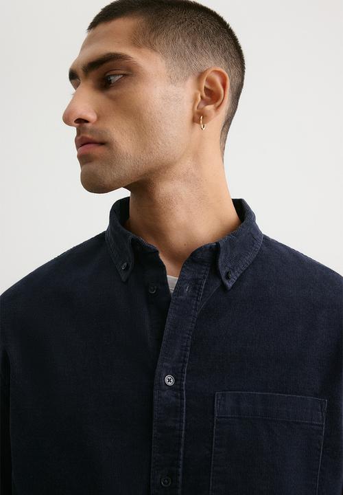 H&M - Regular fit corduroy shirt - navy blue