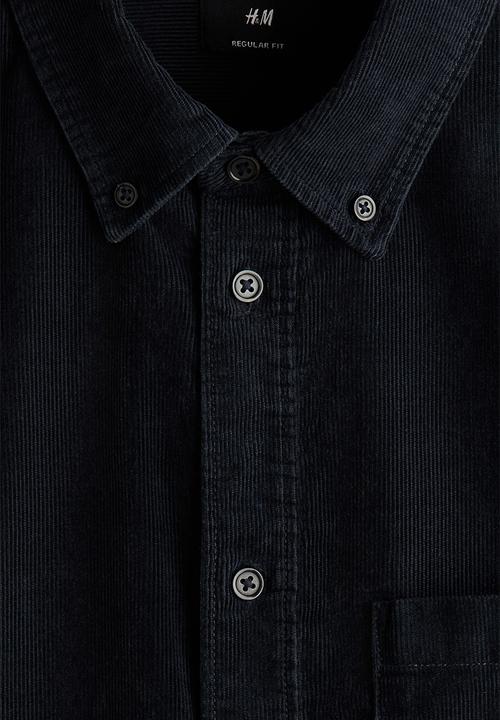 H&M - Regular fit corduroy shirt - navy blue