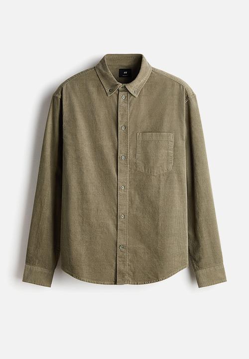 H&M - Regular fit corduroy shirt - khaki green