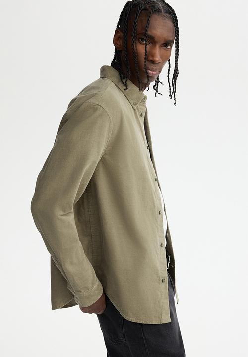 H&M - Regular fit corduroy shirt - khaki green