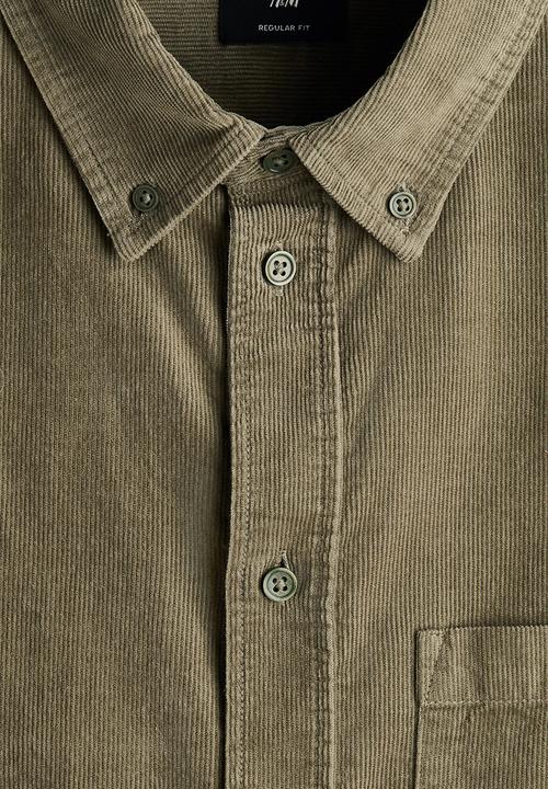 H&M - Regular fit corduroy shirt - khaki green
