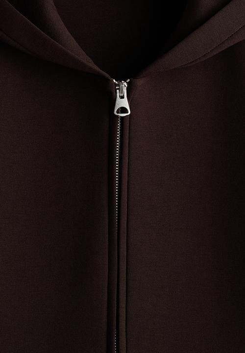 H&M - Loose fit scuba zip-through hoodie - dark brown