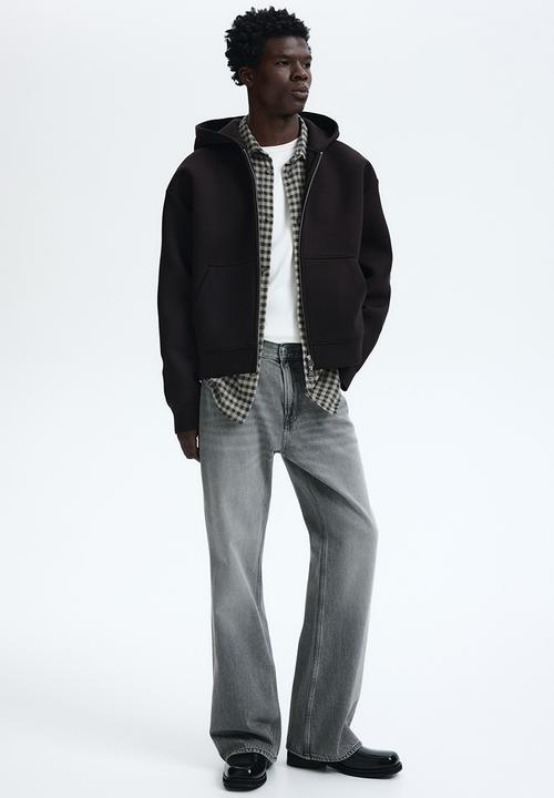 H&M - Loose fit scuba zip-through hoodie - dark brown