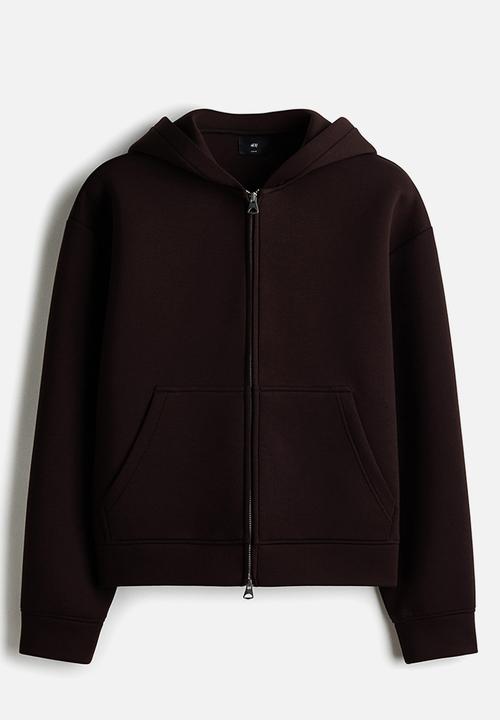 H&M - Loose fit scuba zip-through hoodie - dark brown