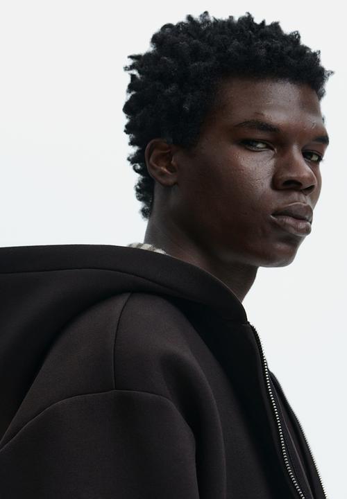 H&M - Loose fit scuba zip-through hoodie - dark brown