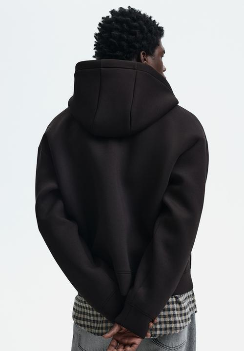 H&M - Loose fit scuba zip-through hoodie - dark brown
