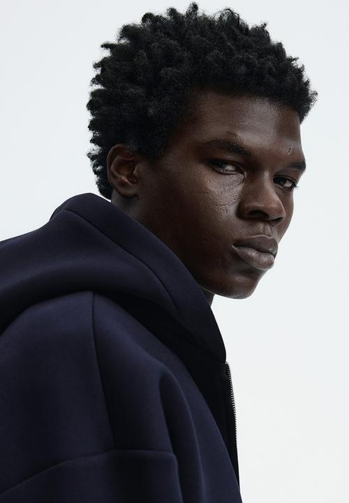 H&M - Loose fit scuba zip-through hoodie - dark blue