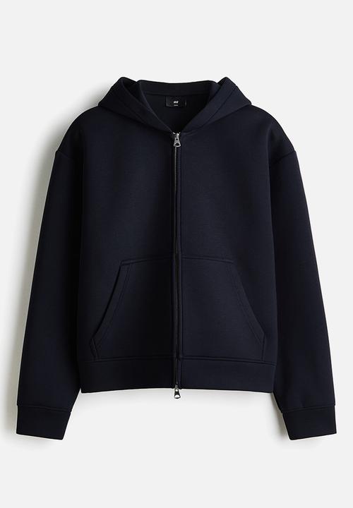 H&M - Loose fit scuba zip-through hoodie - dark blue
