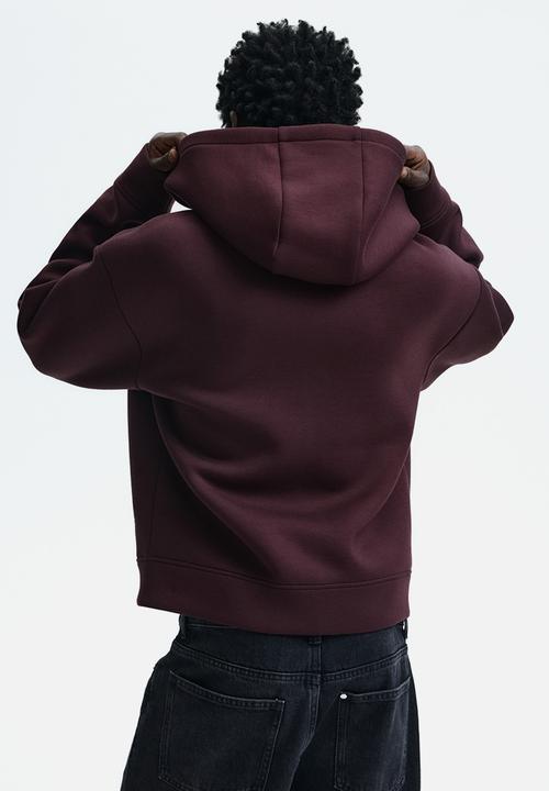 H&M - Loose fit scuba zip-through hoodie - burgundy