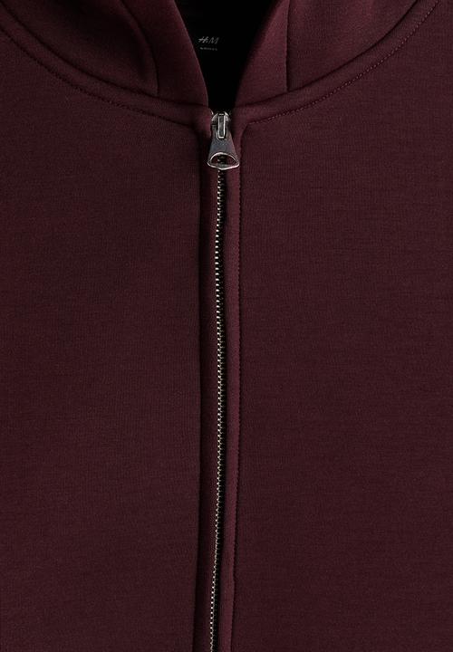 H&M - Loose fit scuba zip-through hoodie - burgundy