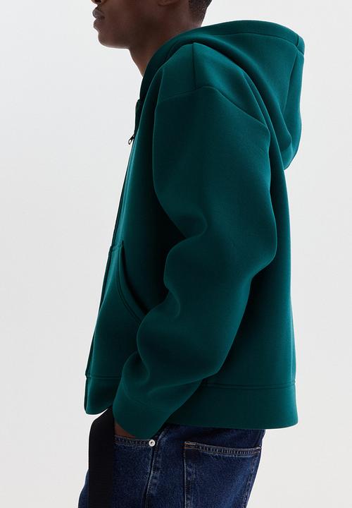 H&M - Loose fit scuba zip-through hoodie - dark teal