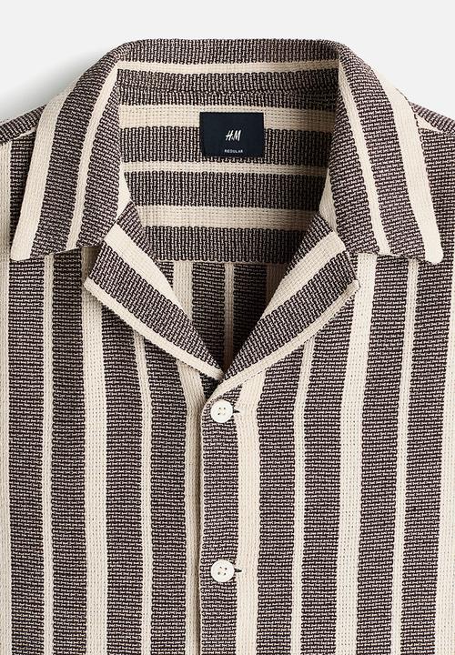 H&M - Regular fit shirt - dark brown/striped