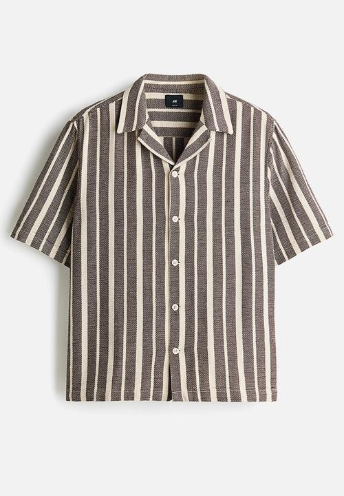 H&M - Regular fit shirt - dark brown/striped