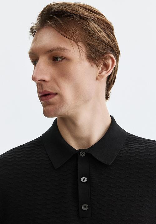 H&M - Slim fit polo shirt - black