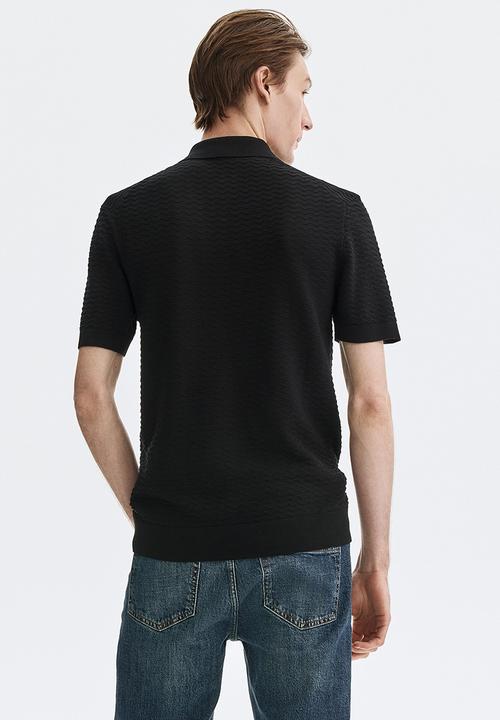 H&M - Slim fit polo shirt - black