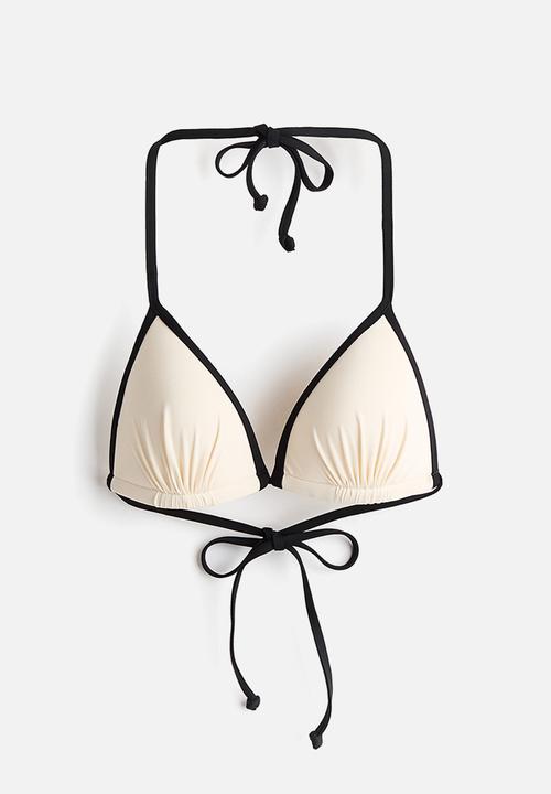 H&M - Push-up triangle bikini top - cream/black