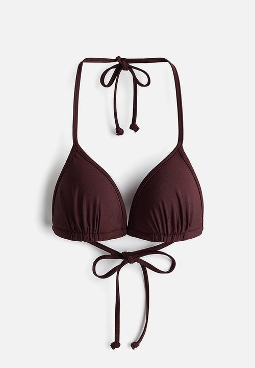 H&M - Push-up triangle bikini top - dark brown