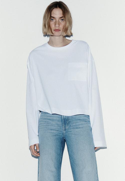 H&M - Wide high waist jeans - light denim blue