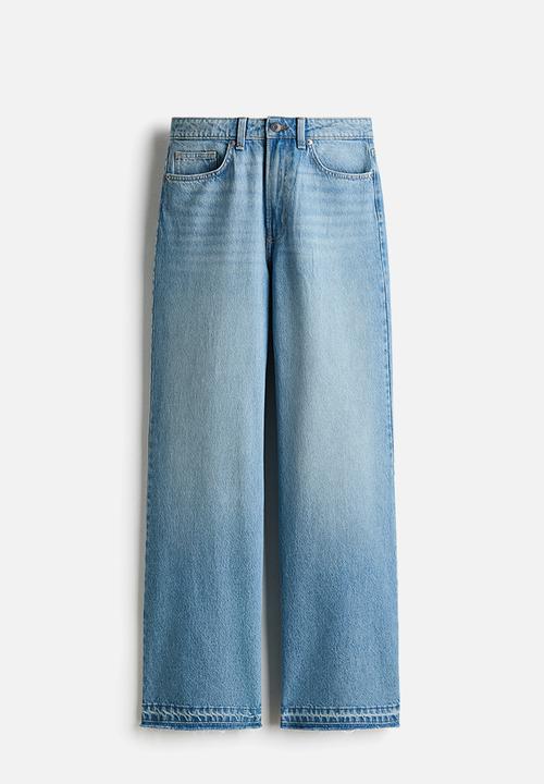 H&M - Wide high waist jeans - light denim blue