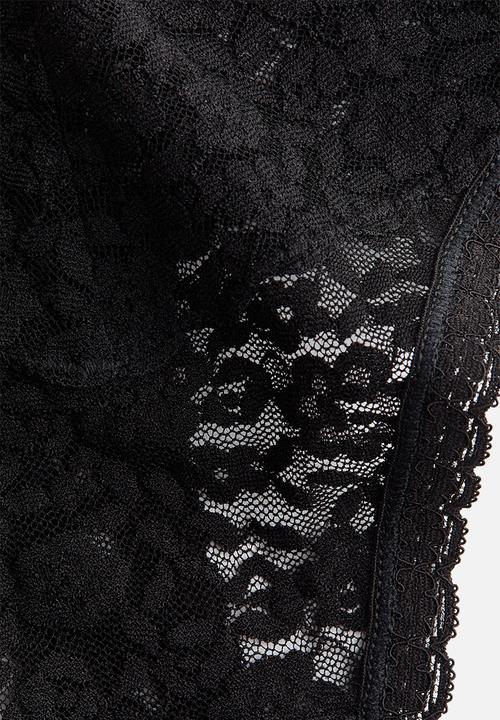 H&M - 3-pack lace thong briefs - black