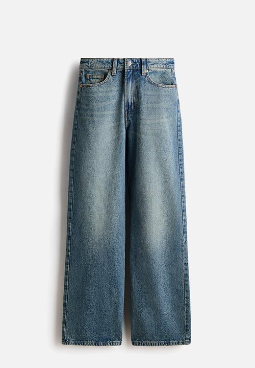 H&M - Wide high waist jeans - denim blue