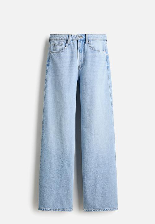 H&M - Wide high waist jeans - light denim blue