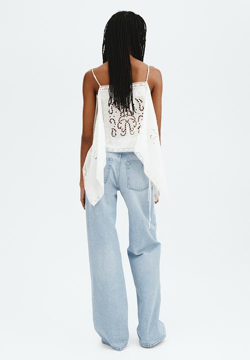 H&M - Wide high waist jeans - light denim blue