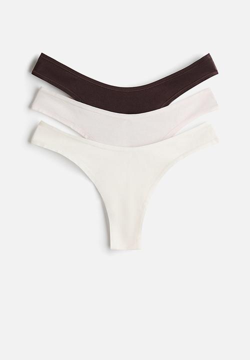 3-Pack cotton brazilian briefs - powder pink/dark brown