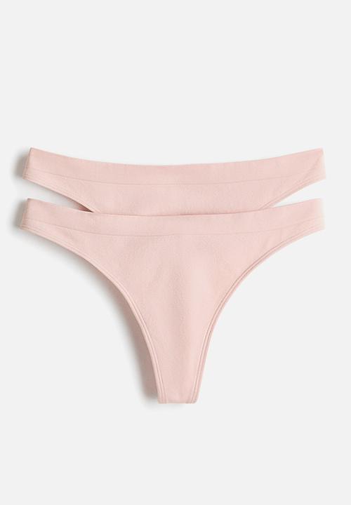 H&M - 2-pack seamless thong briefs - light pink