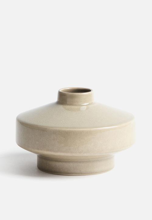 H&M - Small reactive-glaze stoneware vase - khaki beige