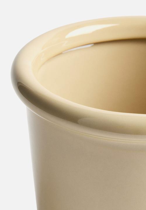 H&M - Stoneware plant pot with saucer - light yellow