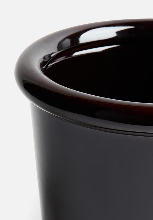 H&M - Large stoneware plant pot with saucer - dark brown
