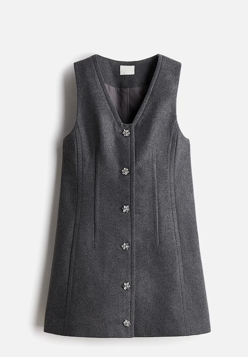 H&M - Rhinestone-button dress - dark grey marl
