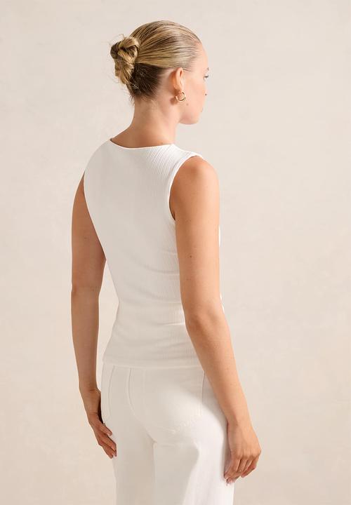 Forever New - Frankie boat neck tank top in porcelain