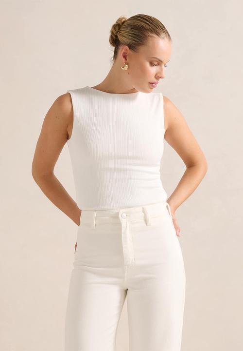 Forever New - Frankie boat neck tank top in porcelain