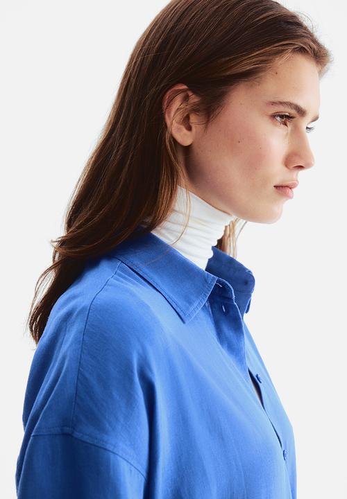 H&M - Oversized linen-blend shirt - blue