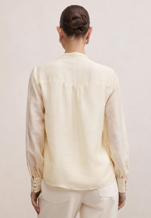 Forever New - Astra lace trim blouse in soft yellow