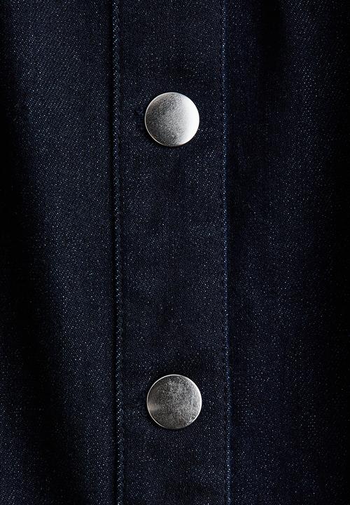 H&M - Short-sleeved denim dress - dark denim blue