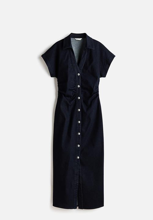 H&M - Short-sleeved denim dress - dark denim blue