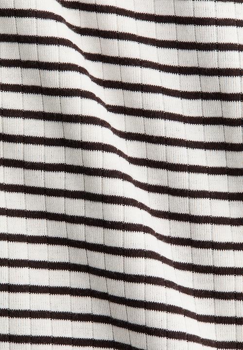 H&M - Ribbed drawstring trousers - white/striped